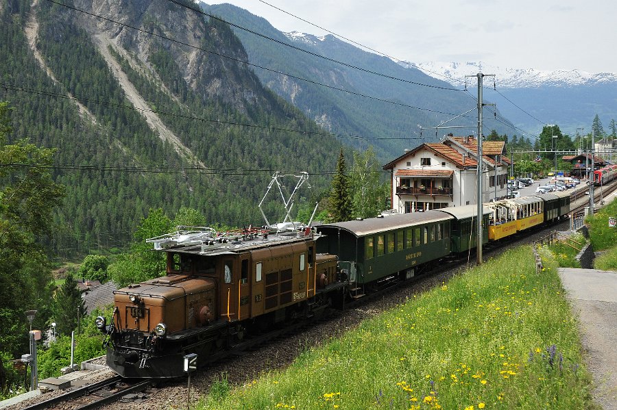 2019.06.11 RhB Ge 6-6 I 414 Albulabahn Krokodil Bahnfest Bergün (5)